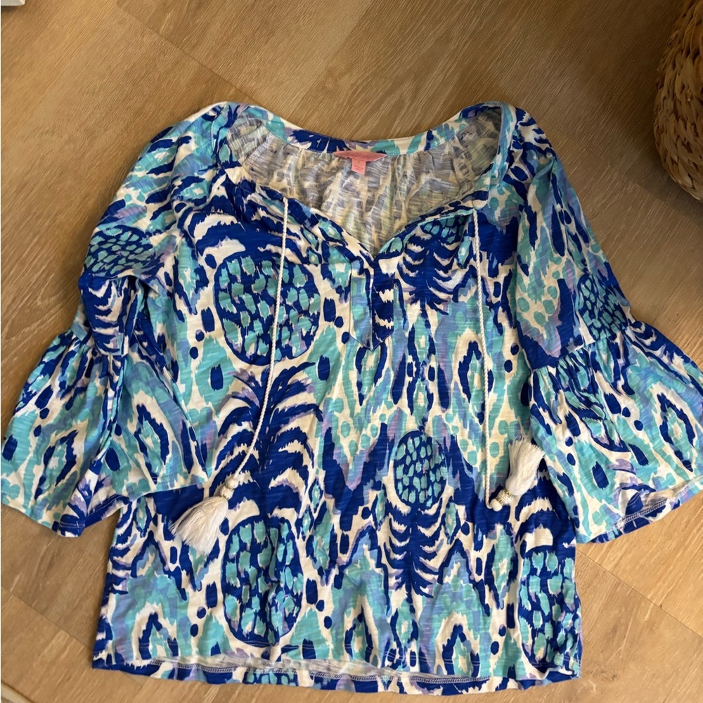 Lilly Pulitzer Pineapple Print Bell Sleeve Top
